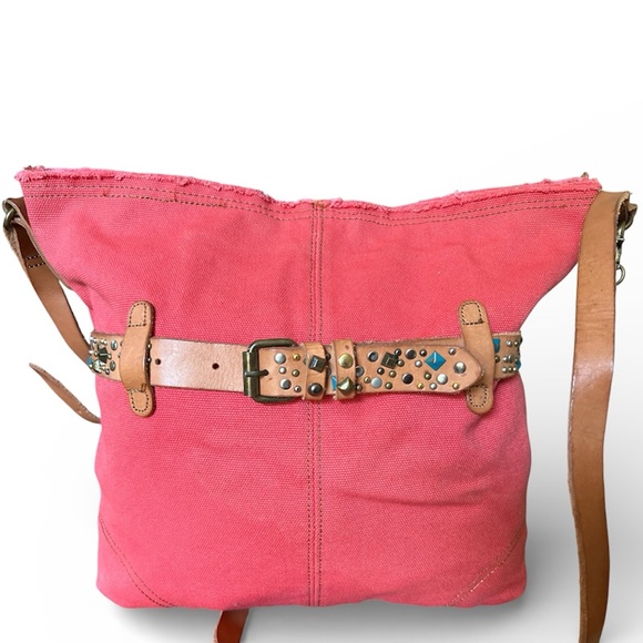 Lucky Brand Handbags - Lucky Brand Colexico Cayenne Color Canvas Studded Tote Crossbody